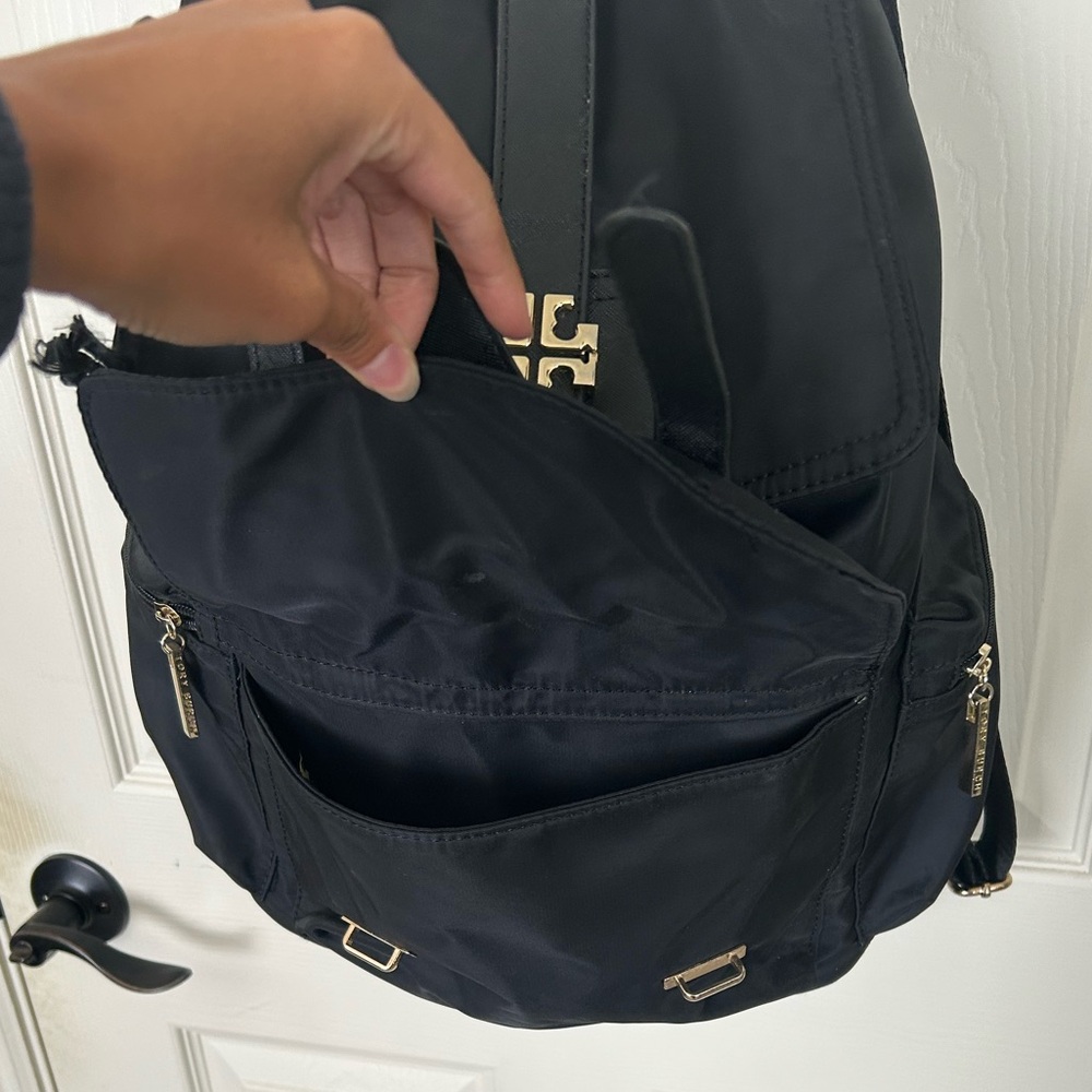 Tory Burch Black Backpack with Gold Accents - Picture 3 of 7